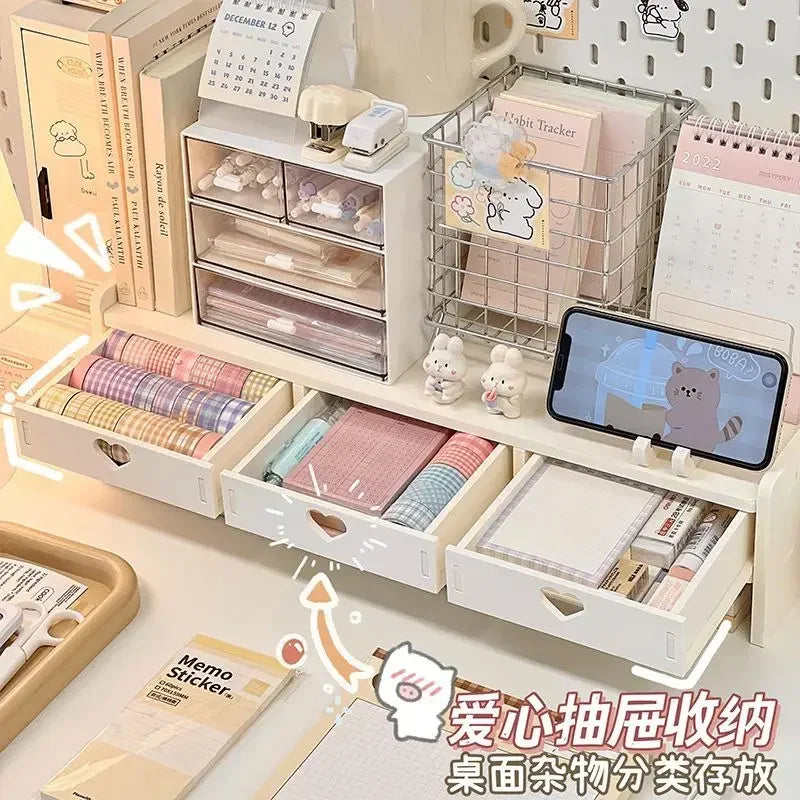 INS Desktop Elevation Stand with Drawers – Multifunctional Storage & Display Rack for Student and Home Office Desks - Image 2