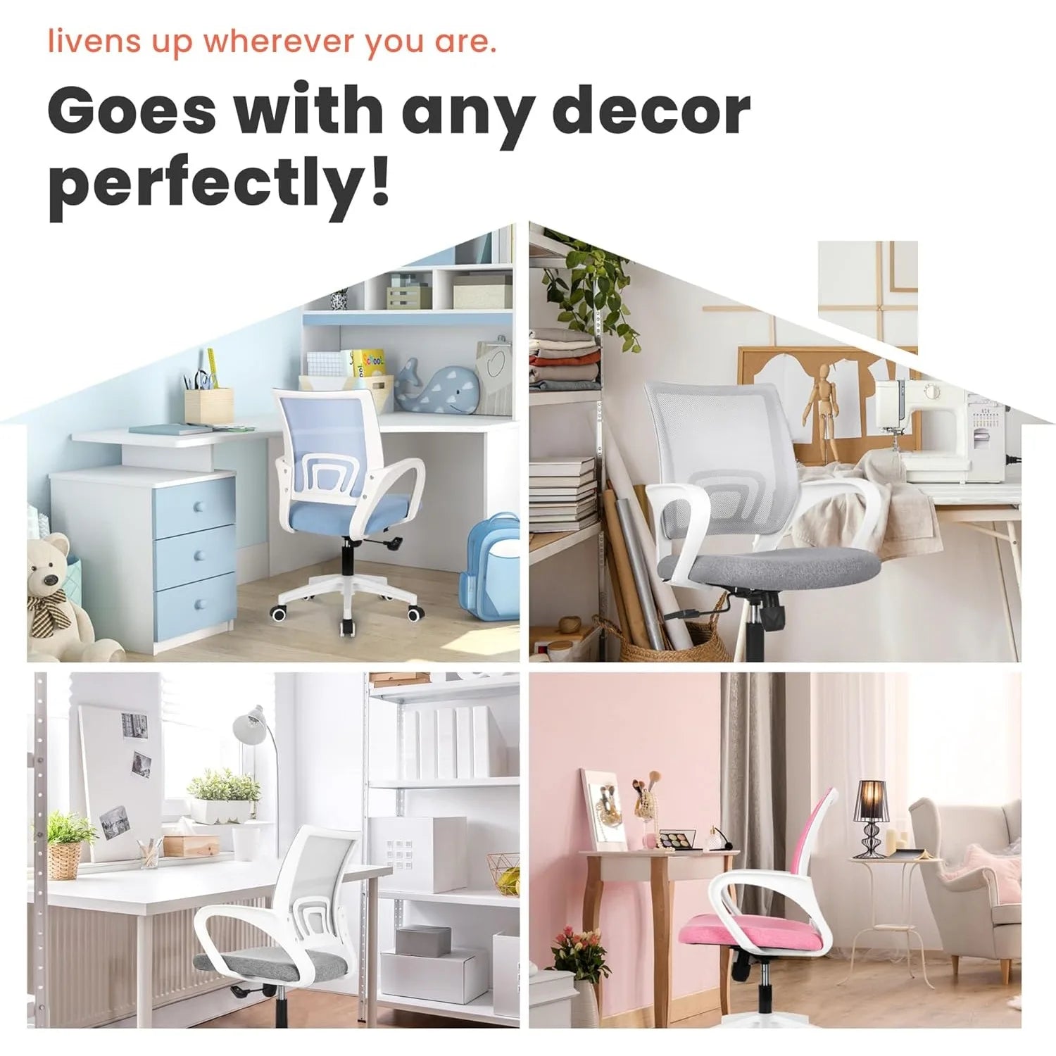 Office Chair – Ergonomic Mid Back Computer Desk Chair with Lumbar Support (Ivory) - Image 6