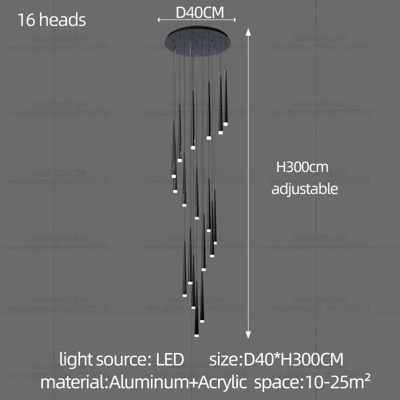 Minimalist Modern LED Chandelier – Designer Pendant Lighting for Duplex Living Rooms, Dining Areas & Staircases - Image 10