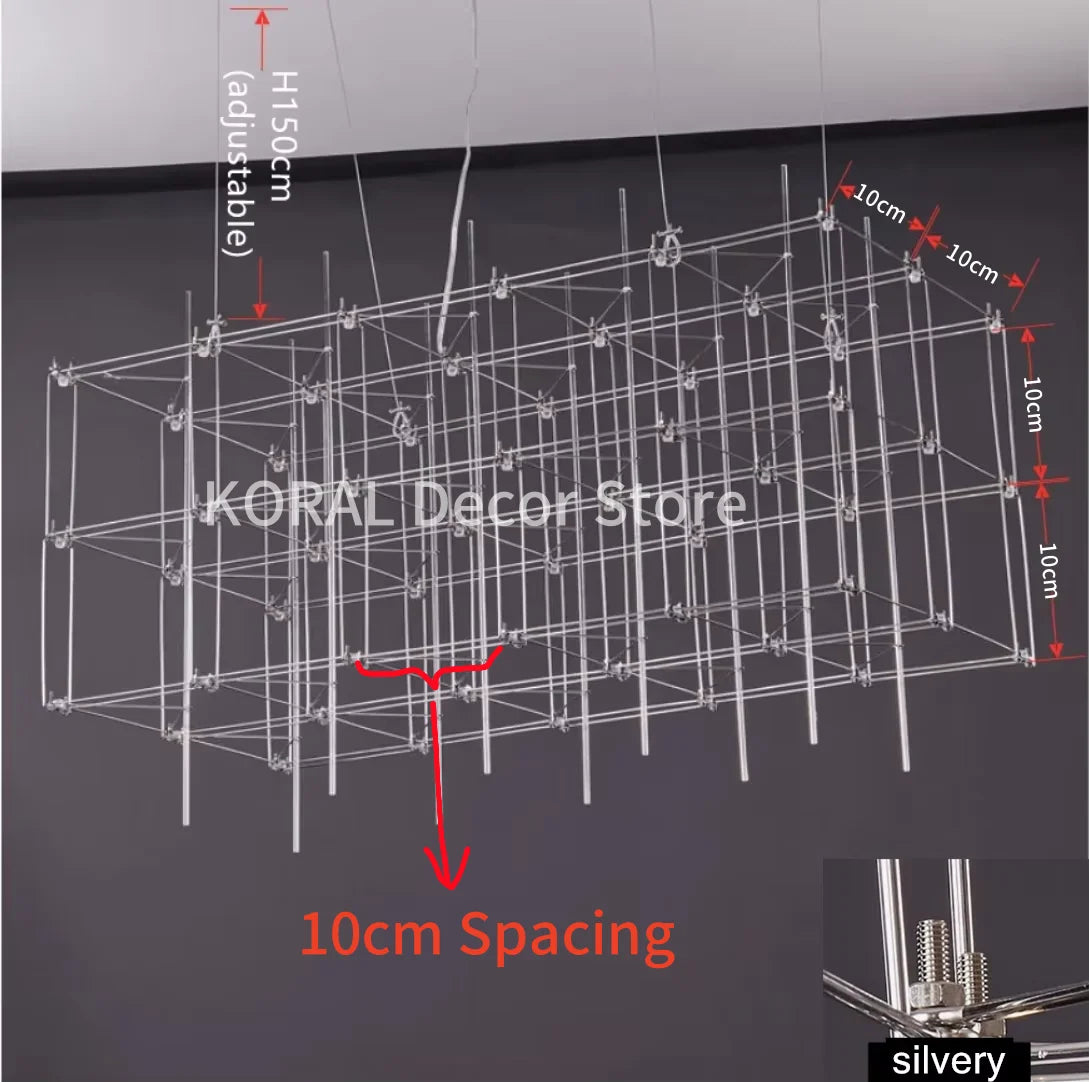 Modern Luxury Cube Chandelier – Large LED Pendant Light for Living Room, Dining & Office Spaces - Image 10