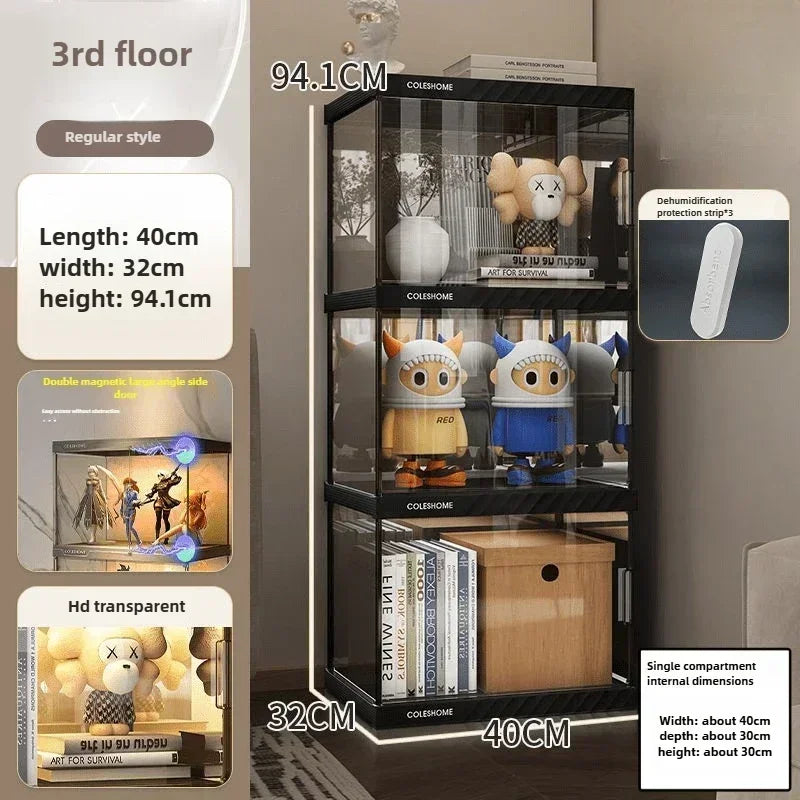 Acrylic Display Cabinet Bookshelf – Dustproof Storage Rack for Figurines, Models & Children's Books - Image 10
