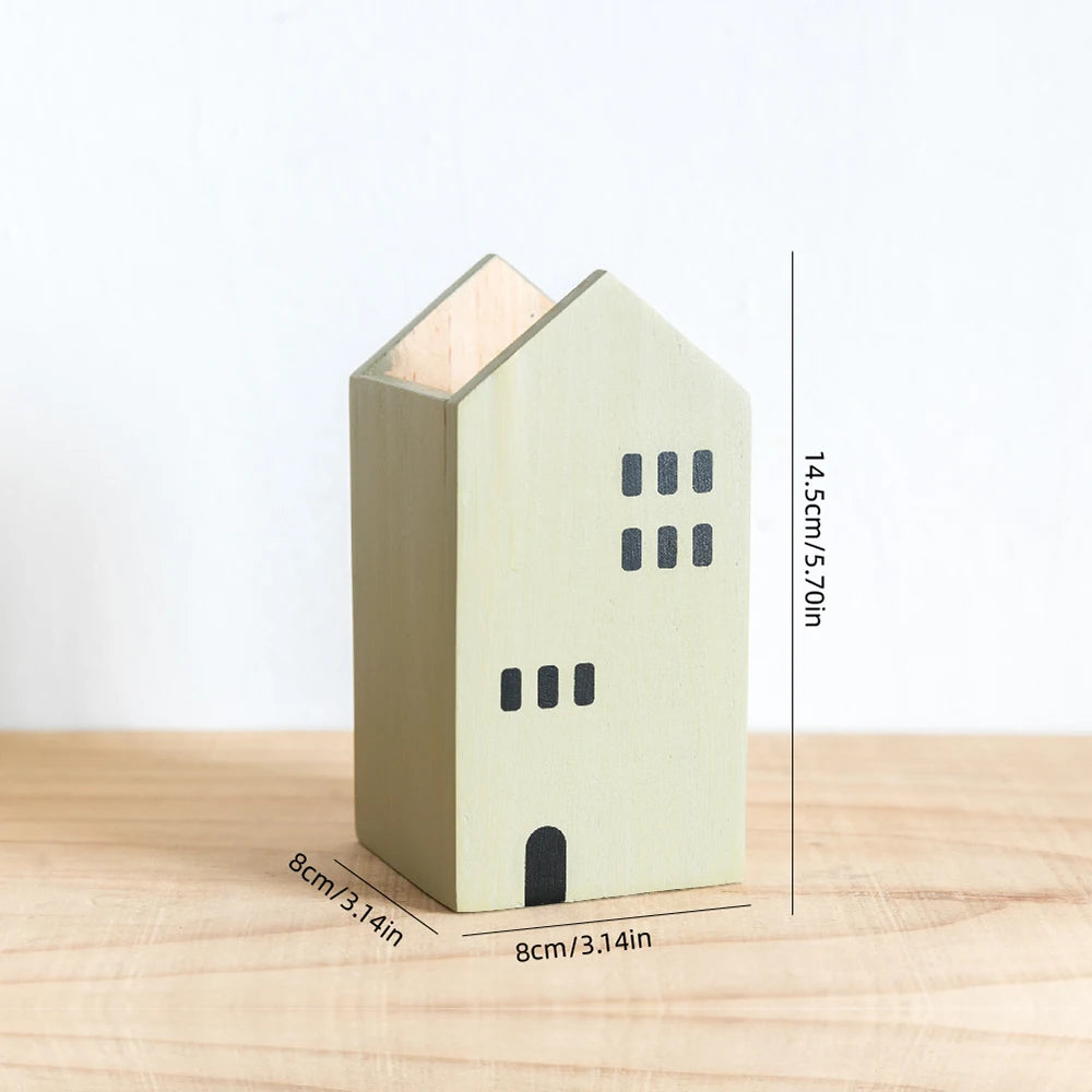 Cartoon House Wooden Pen Holder - Image 11