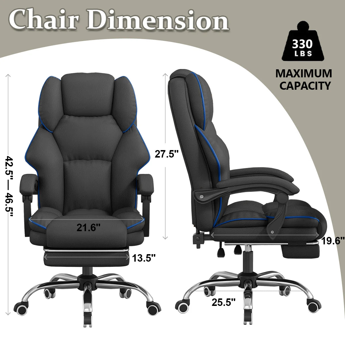 Executive Office Chair – High Back Leather Desk Chair with Footrest & Ergonomic Swivel Design - Image 2
