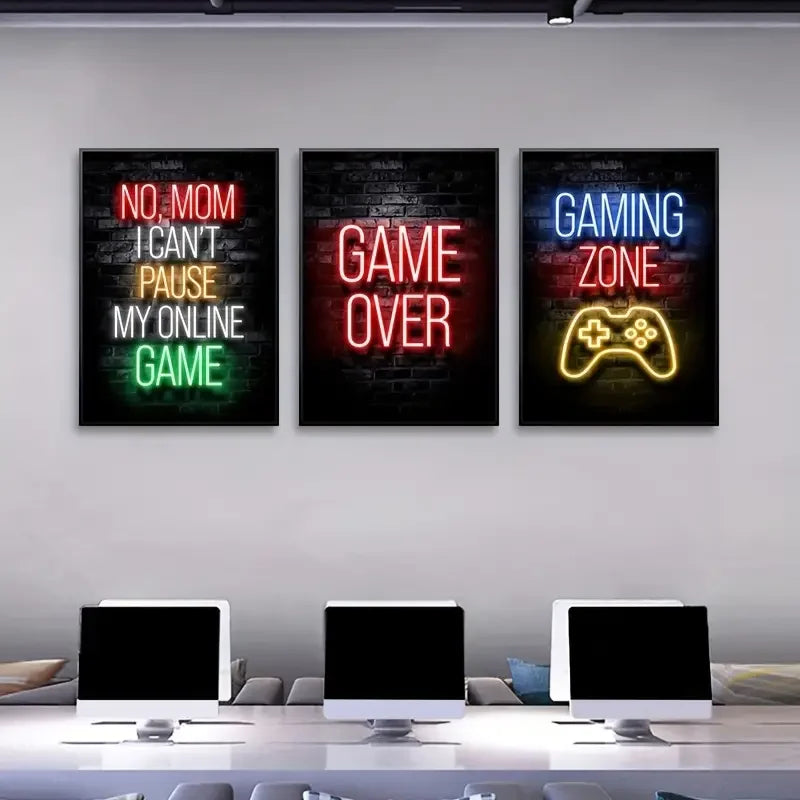 Gaming Graffiti Gamepad & Earphone Wall Art Canvas Posters - Image 5