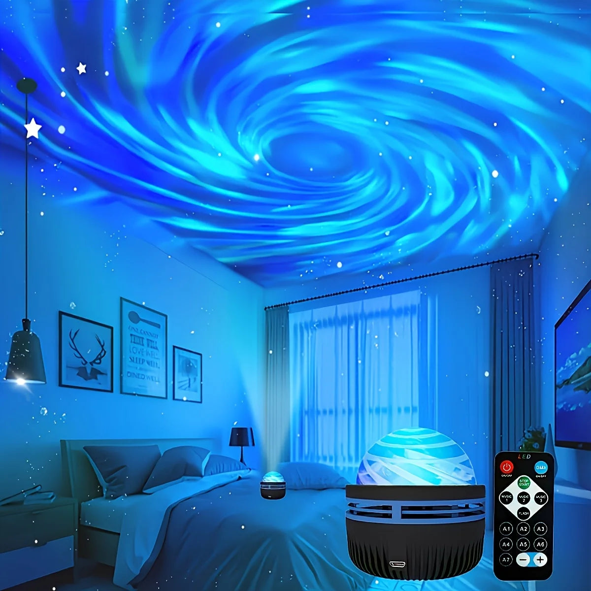 Aurora Borealis Starry Sky Projector – LED Galaxy Night Light with Remote Control & 7 Lighting Effects - Image 6