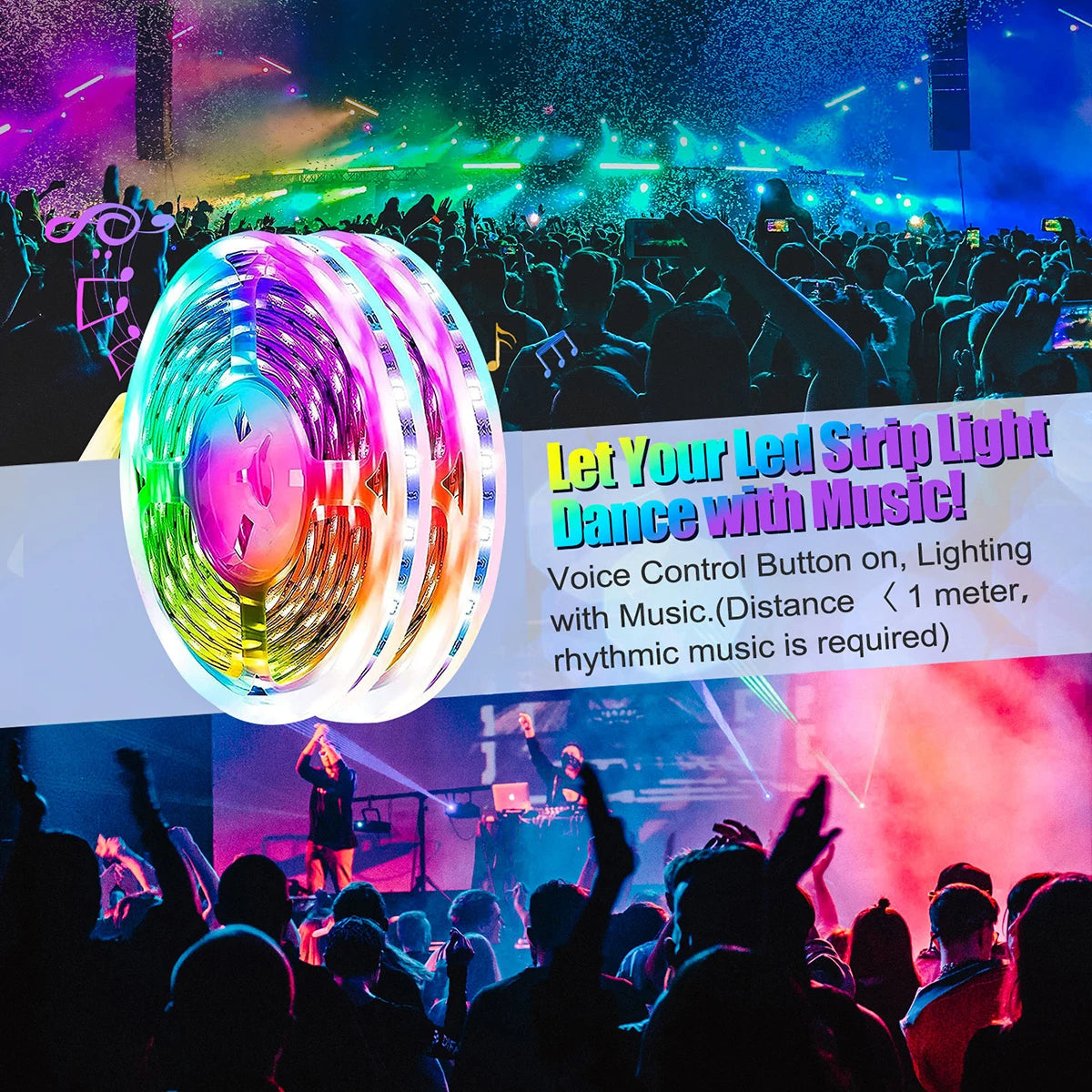 5M/10M/15M/20M RGBIC LED Strip Lights – USB 5V with APP Control & Music Sync for TV, PC & Gaming Backlight - Image 5