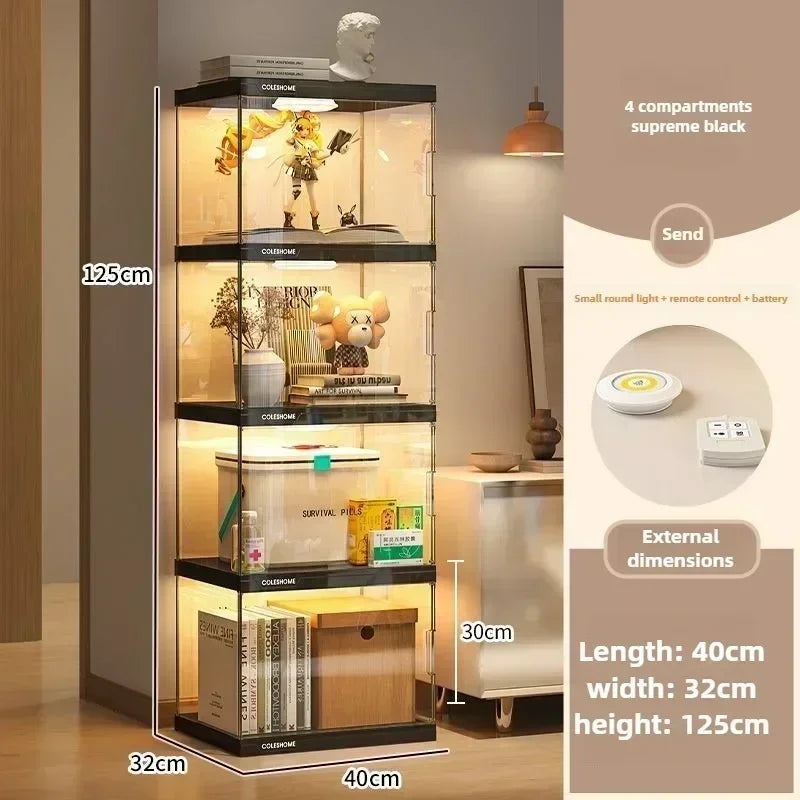 Acrylic Display Cabinet Bookshelf – Dustproof Storage Rack for Figurines, Models & Children's Books - Image 3