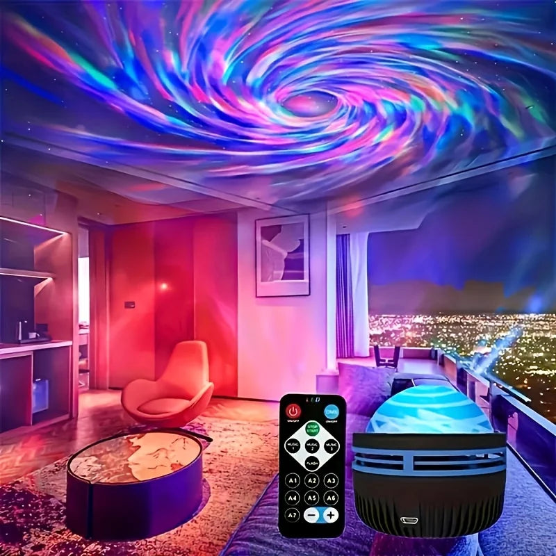 Aurora Borealis Starry Sky Projector – LED Galaxy Night Light with Remote Control & 7 Lighting Effects - Image 3