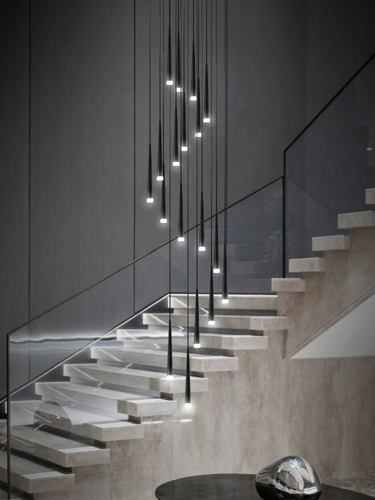 Minimalist Modern LED Chandelier – Designer Pendant Lighting for Duplex Living Rooms, Dining Areas & Staircases - Image 2