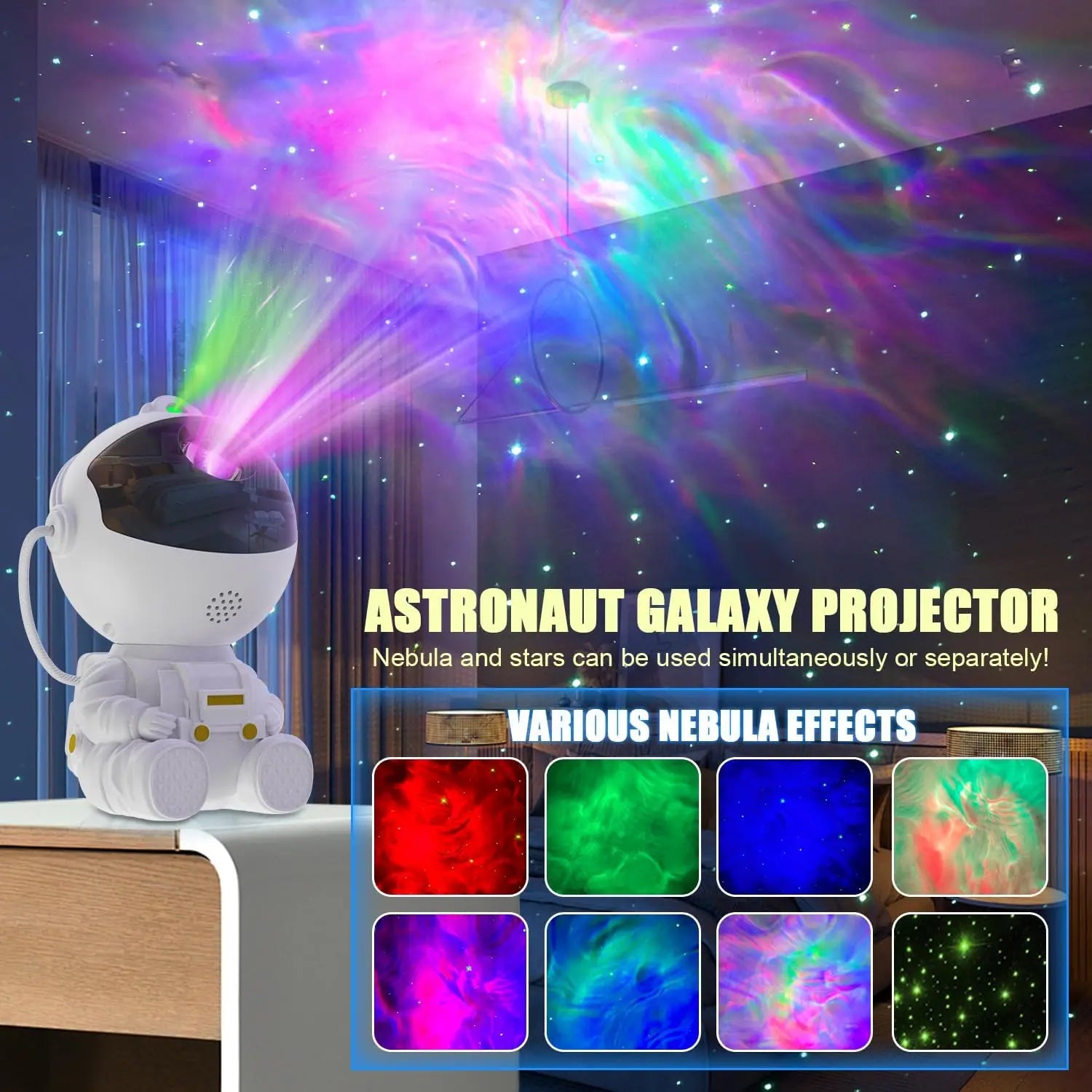 Astronaut Galaxy Star Projector – Starry Sky RGB LED Night Lamp with 360° Rotation for Kids’ Room & Christmas Gift - Image 2