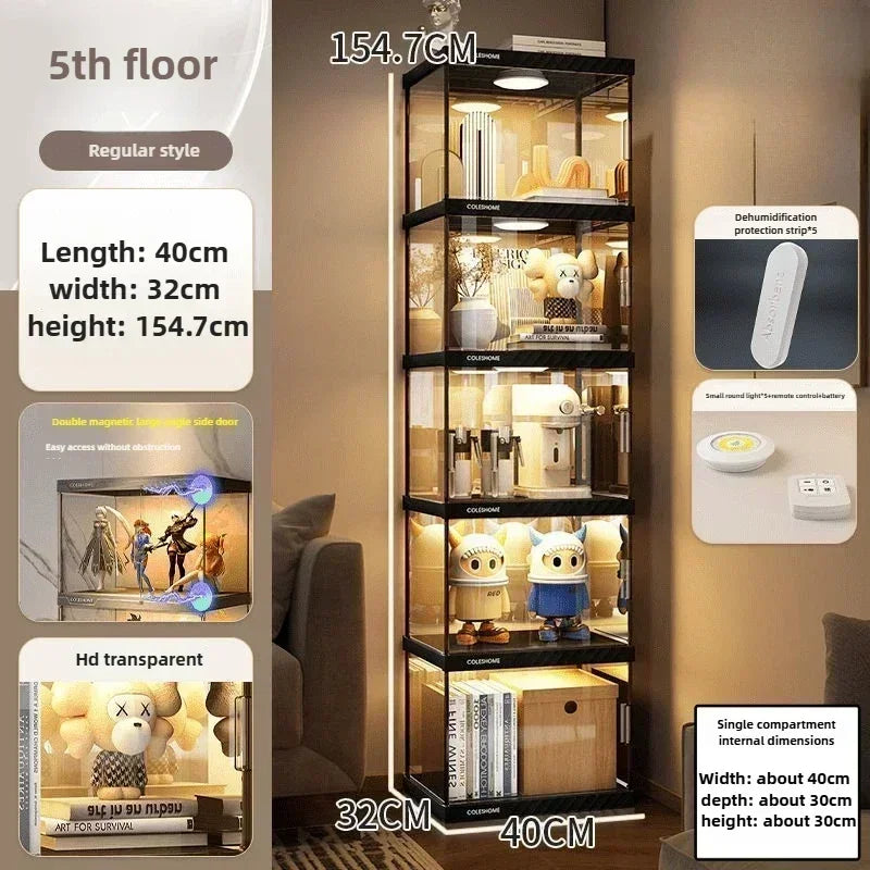 Acrylic Display Cabinet Bookshelf – Dustproof Storage Rack for Figurines, Models & Children's Books - Image 11