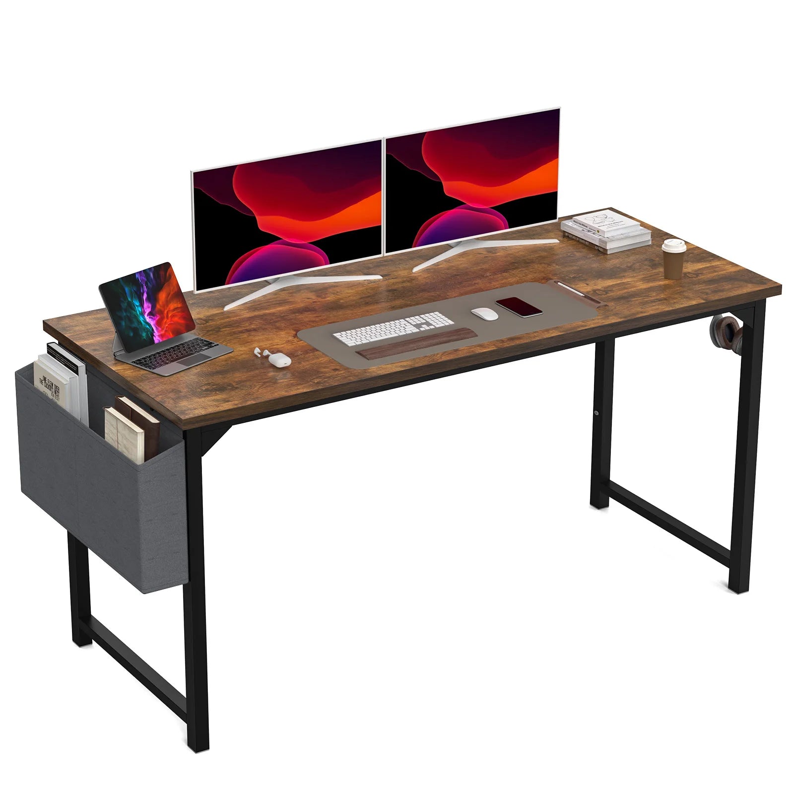 JHK Computer Desk – Modern Simple Writing, Study & Gaming Table with Side Bag & Headphone Hook - Image 14