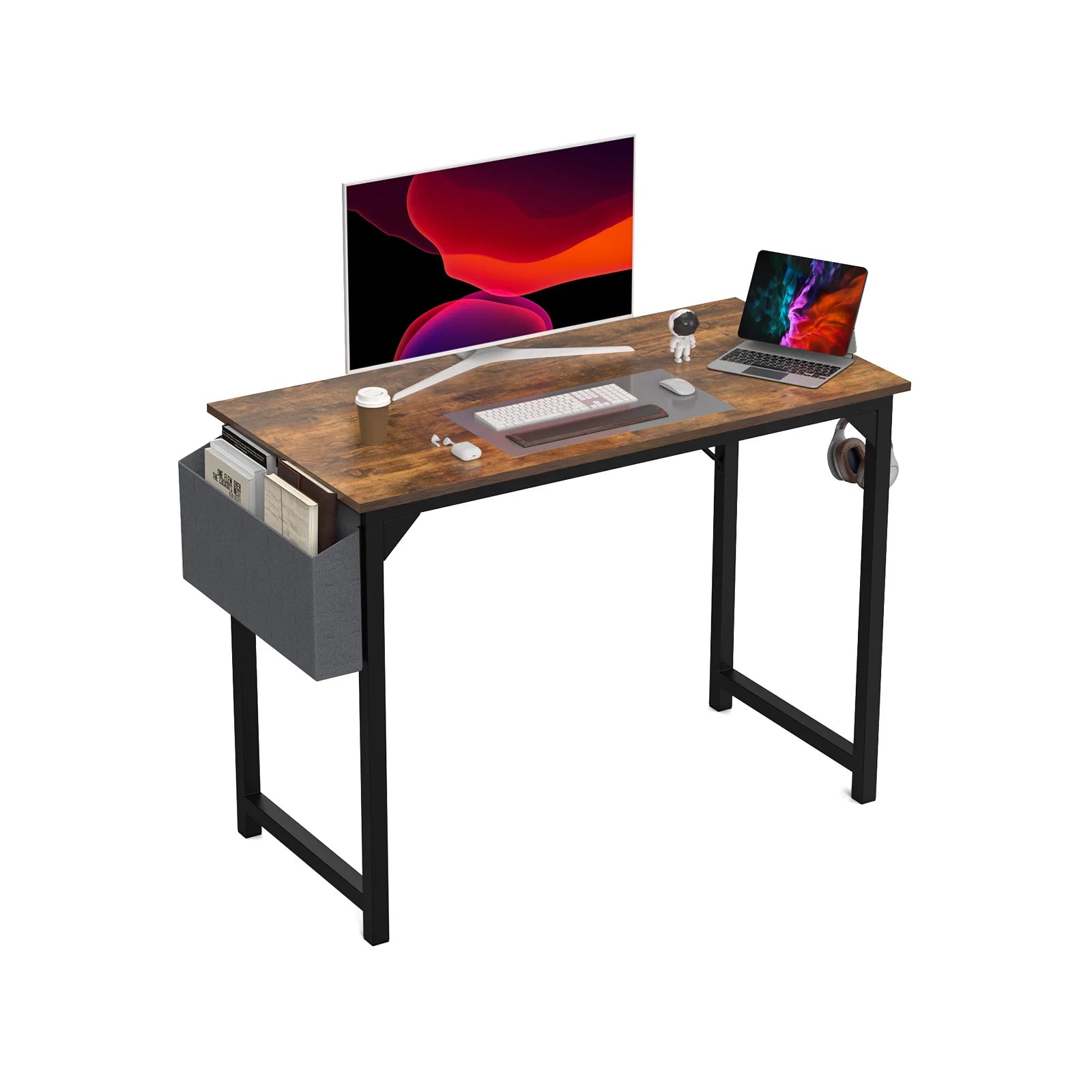 JHK Computer Desk – Modern Simple Writing, Study & Gaming Table with Side Bag & Headphone Hook - Image 8