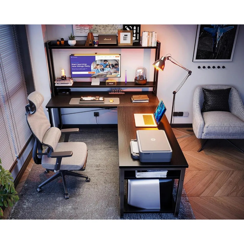 66" L-Shaped Gaming & Office Desk – Corner Desk with Hutch & Storage Shelves for Home & Workstation Setup - Image 3