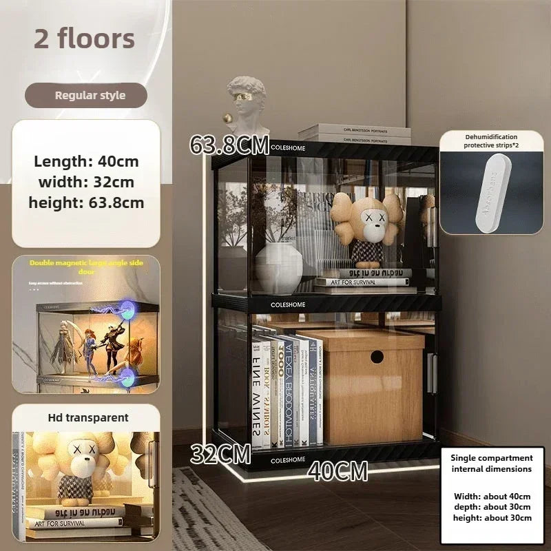 Acrylic Display Cabinet Bookshelf – Dustproof Storage Rack for Figurines, Models & Children's Books - Image 21