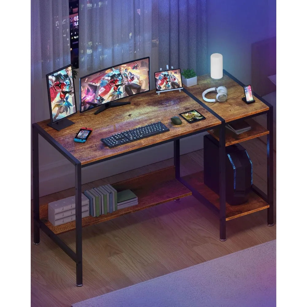 39" Computer Gaming Desk – Home Office Table with Monitor Stand & Adjustable Storage - Image 2
