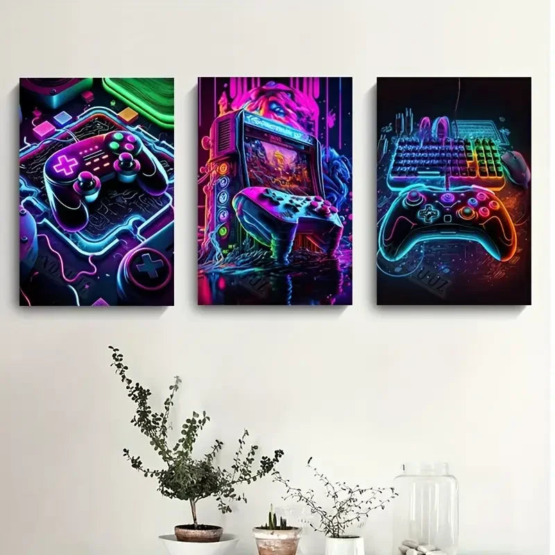 Gaming Graffiti Gamepad & Earphone Wall Art Canvas Posters - Image 9