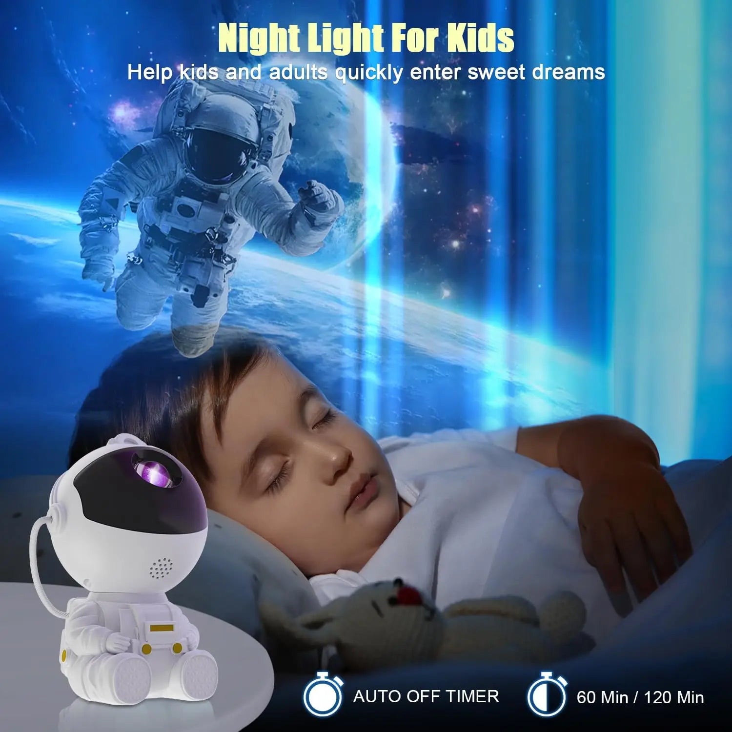 Astronaut Galaxy Star Projector – Starry Sky RGB LED Night Lamp with 360° Rotation for Kids’ Room & Christmas Gift - Image 4