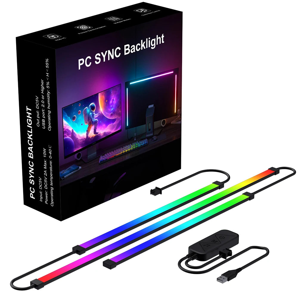 Gaming Monitor Light Strip – RGB Color Sync Backlight with Smart Ambient Control for TV & PC Setup
