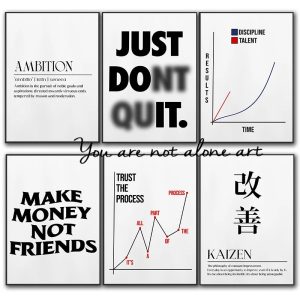 Minimalist Motivational Quotes Poster – Inspirational Discipline Art Canvas Print for Home & Office Décor