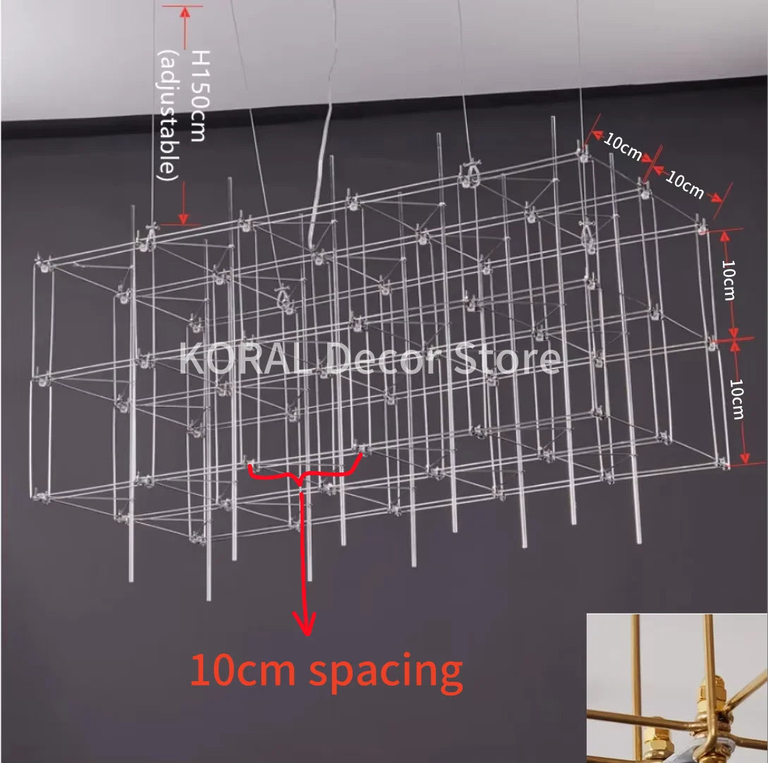 Modern Luxury Cube Chandelier – Large LED Pendant Light for Living Room, Dining & Office Spaces - Image 8