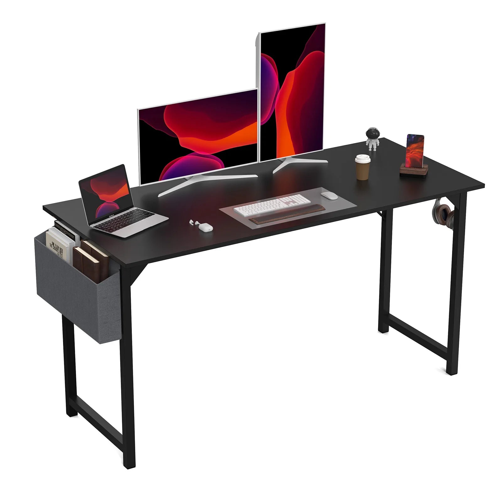 JHK Computer Desk – Modern Simple Writing, Study & Gaming Table with Side Bag & Headphone Hook - Image 13
