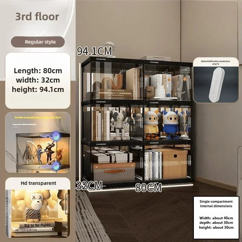 Acrylic Display Cabinet Bookshelf – Dustproof Storage Rack for Figurines, Models & Children's Books - Image 13