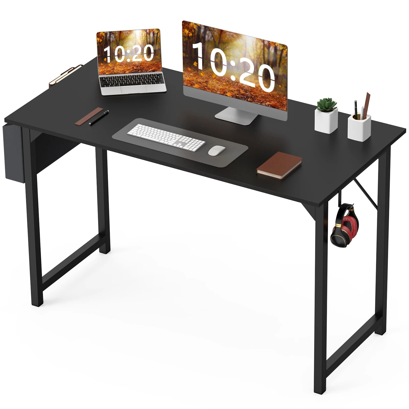 JHK Computer Desk – Modern Simple Writing, Study & Gaming Table with Side Bag & Headphone Hook