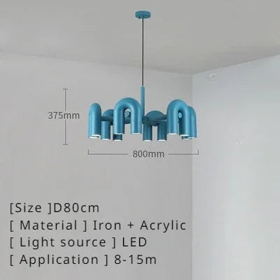 Nordic Macaron U-Shaped LED Chandelier – Creative Pendant Light for Living Room, Kitchen, Office & Loft Spaces - Image 18