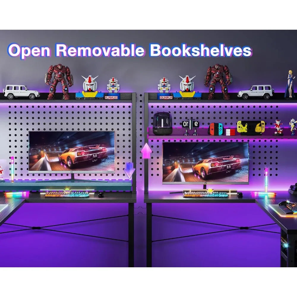 66" L-Shaped Gaming & Office Desk – Corner Desk with Hutch & Storage Shelves for Home & Workstation Setup - Image 2