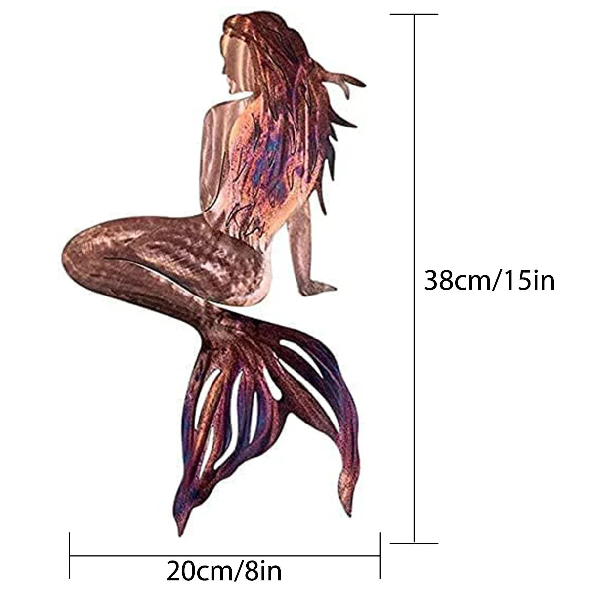 3D Mermaid Metal Art Wall Decor – Handmade Wrought Iron Hanging Sculpture for Home & Garden - Image 4