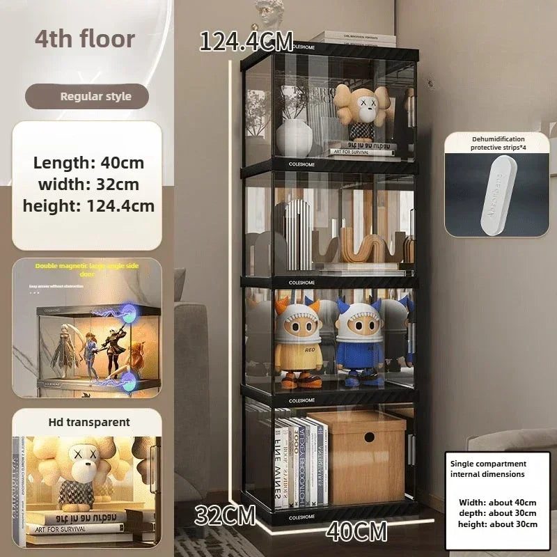 Acrylic Display Cabinet Bookshelf – Dustproof Storage Rack for Figurines, Models & Children's Books - Image 9