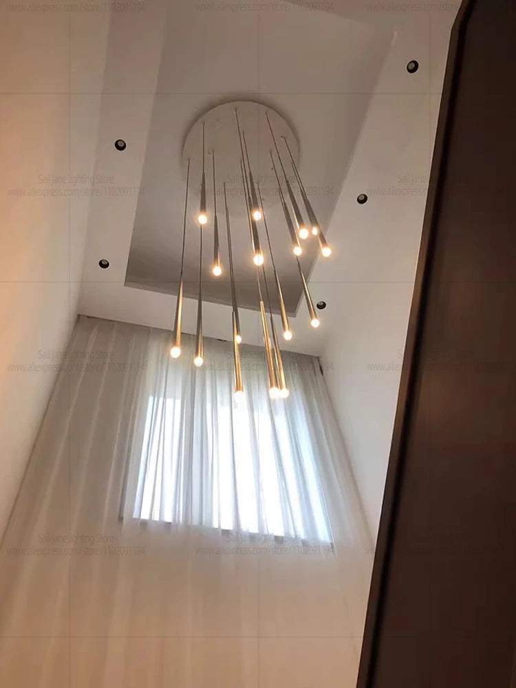 Minimalist Modern LED Chandelier – Designer Pendant Lighting for Duplex Living Rooms, Dining Areas & Staircases - Image 5