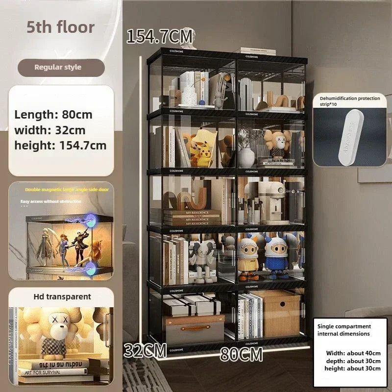 Acrylic Display Cabinet Bookshelf – Dustproof Storage Rack for Figurines, Models & Children's Books - Image 20