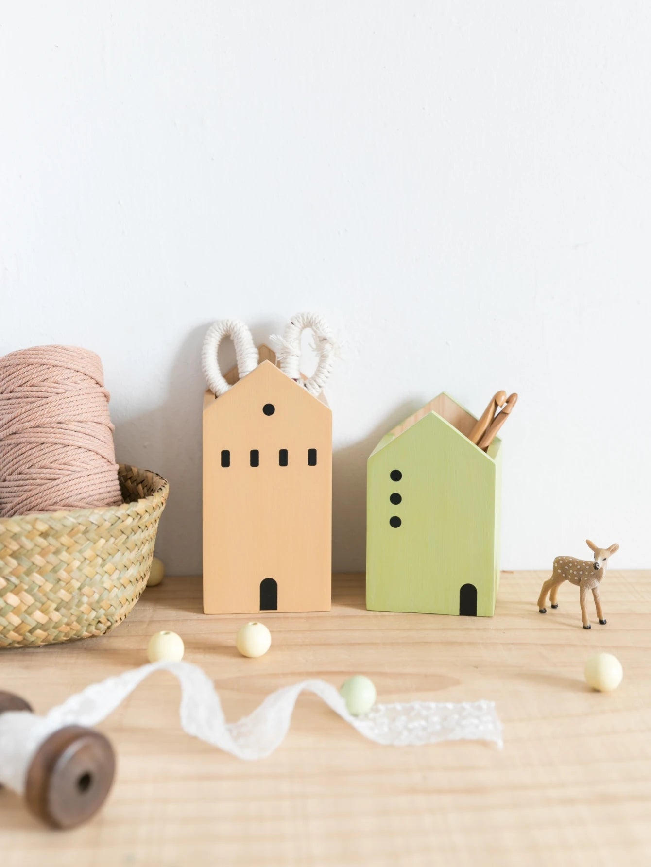 Cartoon House Wooden Pen Holder - Image 5