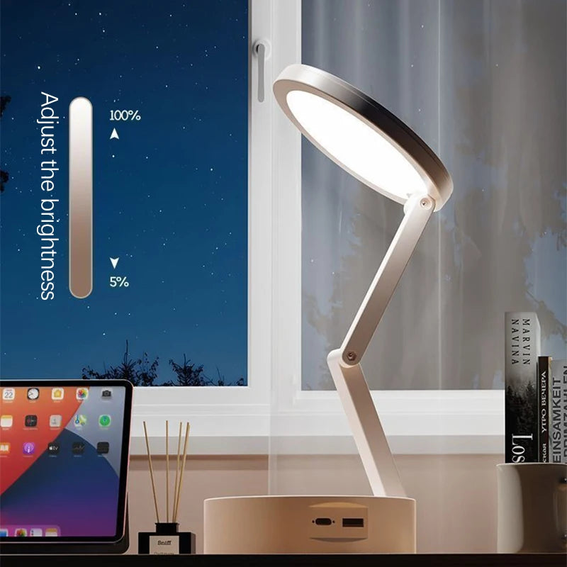 Portable Foldable LED Desk Lamp With Clock – USB Rechargeable Energy-Saving Reading Light - Image 3