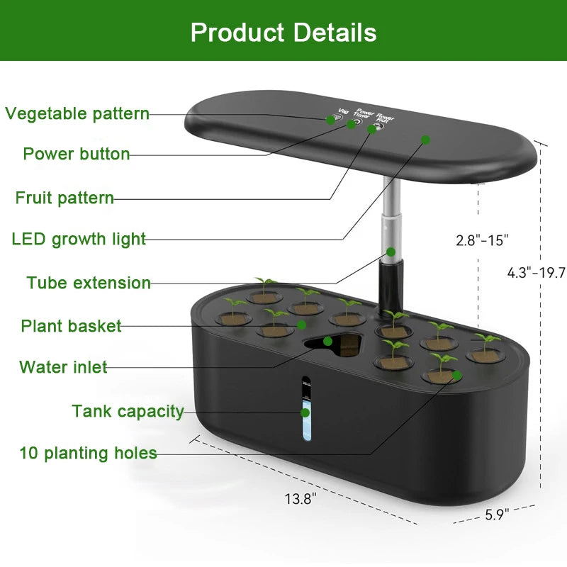 Intelligent Hydroponic Growing System – Indoor Smart Planter with LED Grow Light & Automatic Timer - Image 3