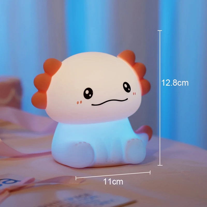 Pink Axolotl LED Night Light – USB Rechargeable Touch Lamp with 3 Brightness Levels & Timer - Image 7