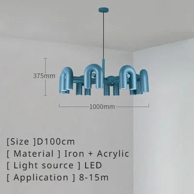 Nordic Macaron U-Shaped LED Chandelier – Creative Pendant Light for Living Room, Kitchen, Office & Loft Spaces - Image 8
