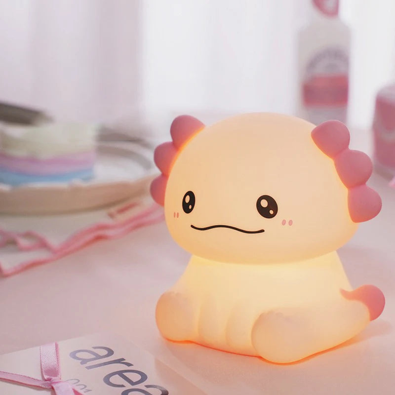 Pink Axolotl LED Night Light – USB Rechargeable Touch Lamp with 3 Brightness Levels & Timer - Image 6
