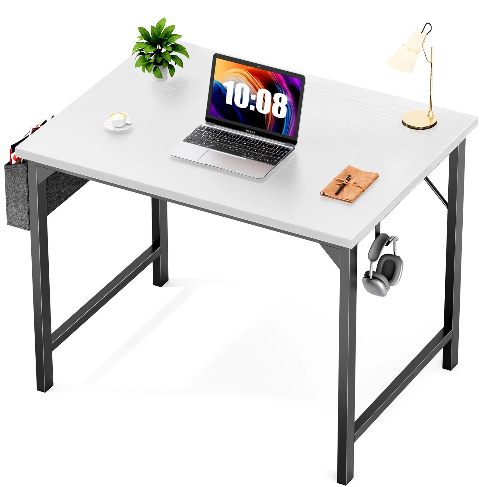 JHK Computer Desk – Modern Simple Writing, Study & Gaming Table with Side Bag & Headphone Hook - Image 4