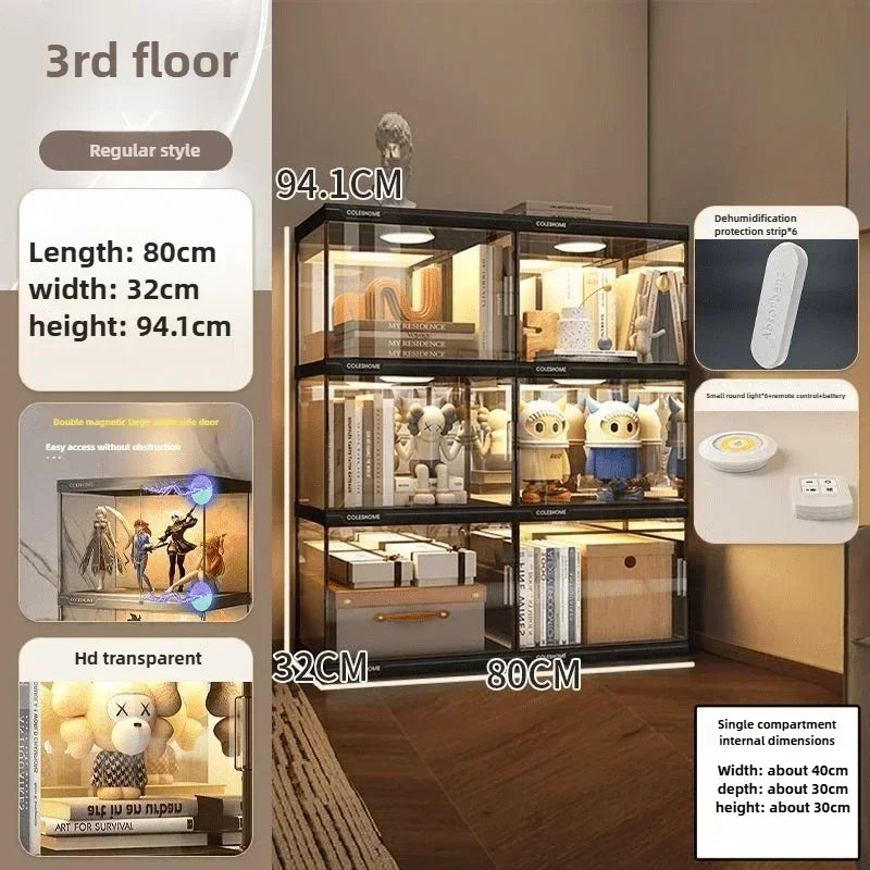 Acrylic Display Cabinet Bookshelf – Dustproof Storage Rack for Figurines, Models & Children's Books - Image 8