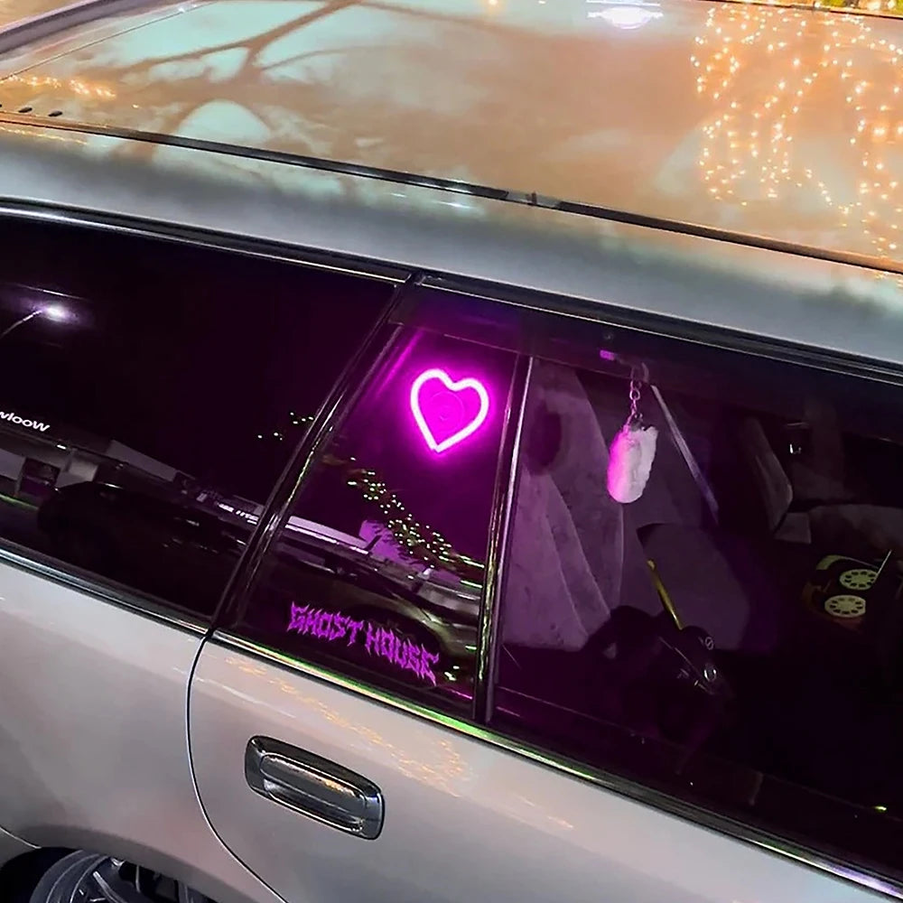Car Interior Decorative Ambient Light – Heart-Shaped Neon LED Atmosphere Lamp for Windows - Image 3