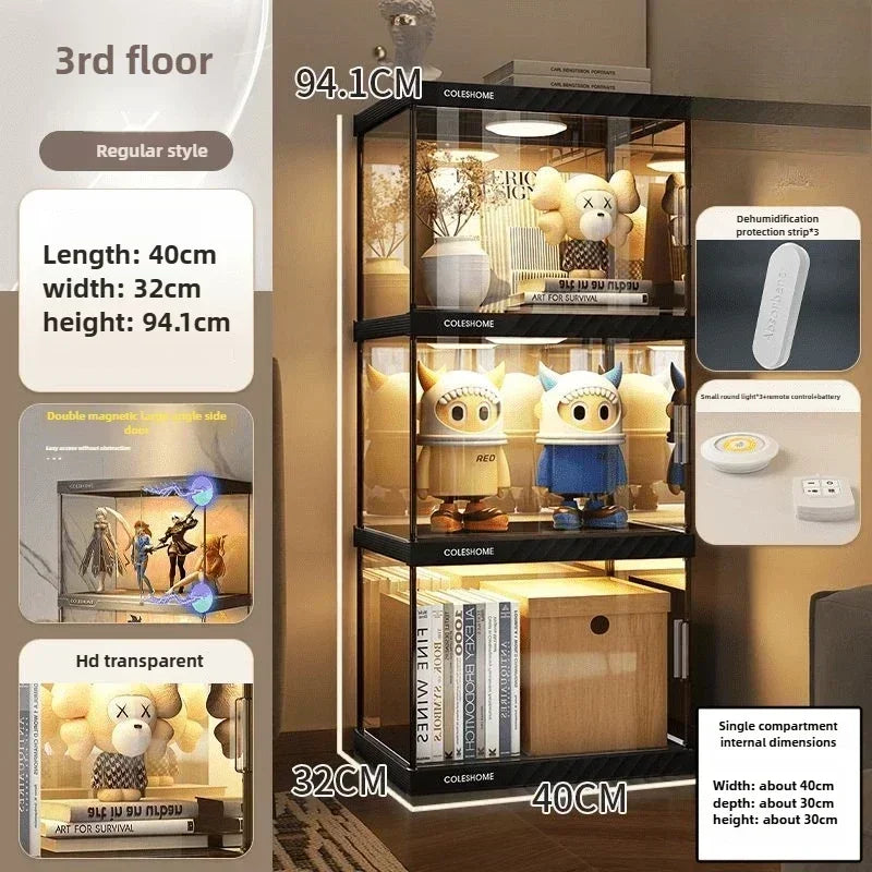 Acrylic Display Cabinet Bookshelf – Dustproof Storage Rack for Figurines, Models & Children's Books - Image 22