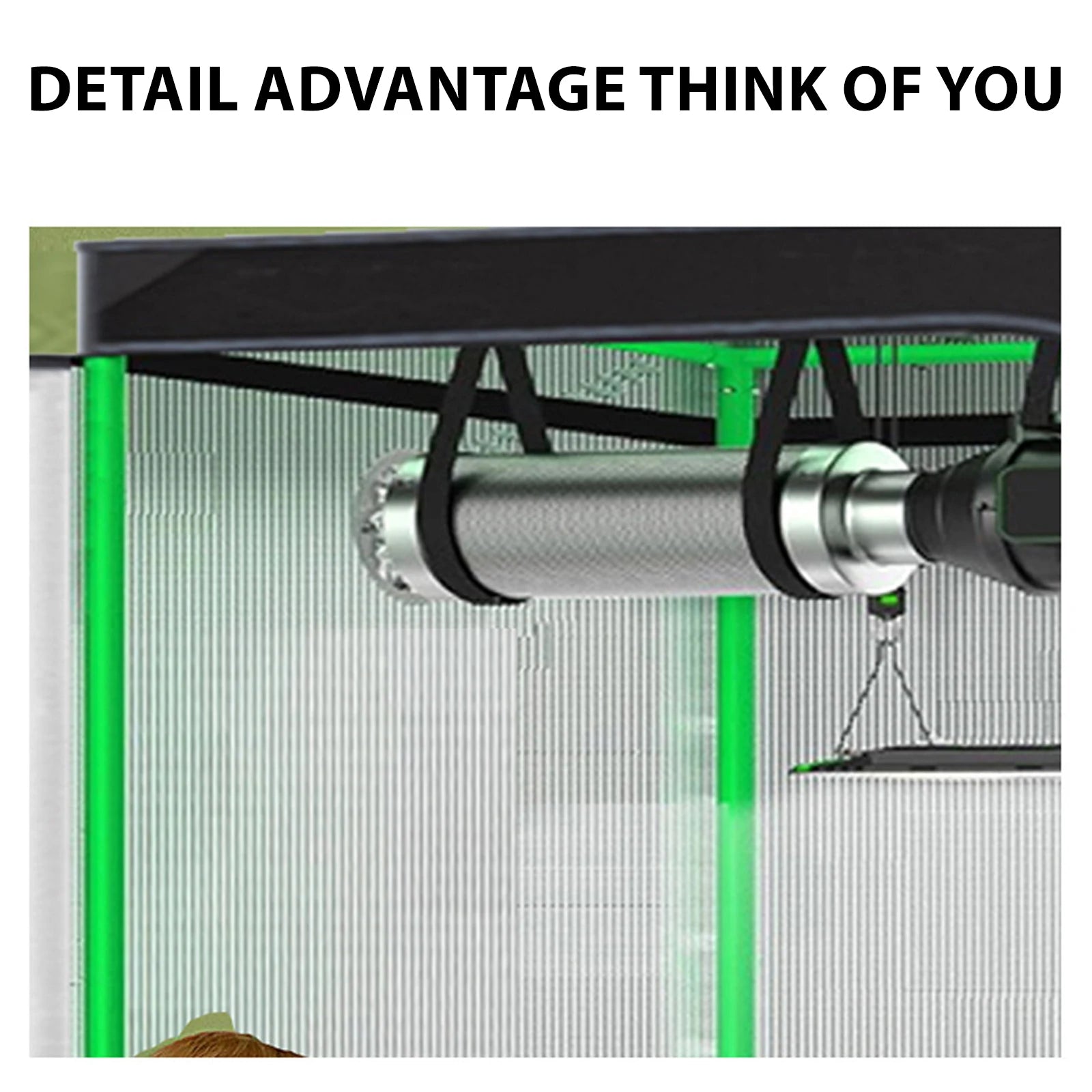 Indoor Grow Tent – 600D Oxford Fabric with Reflective Mylar & Green Frame - Image 6