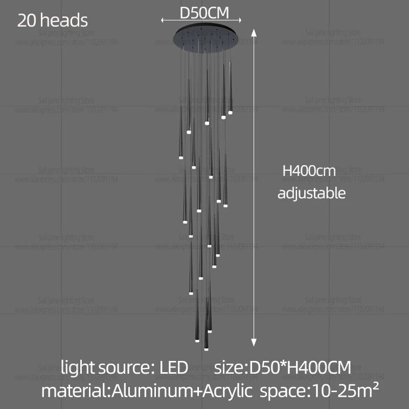 Minimalist Modern LED Chandelier – Designer Pendant Lighting for Duplex Living Rooms, Dining Areas & Staircases - Image 9