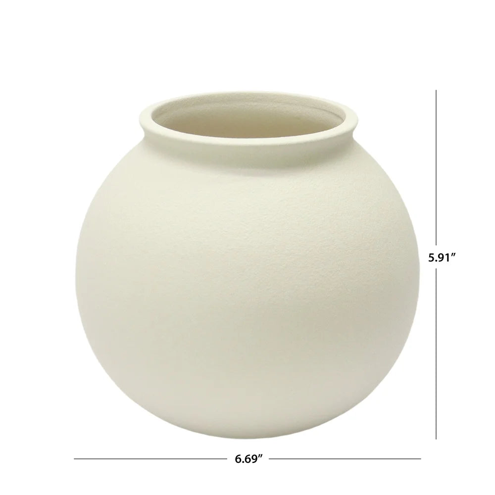 Matte Ceramic Round Vase – 6.69" Soft Minimalist Decorative Centerpiece for Indoor Floral Display - Image 5