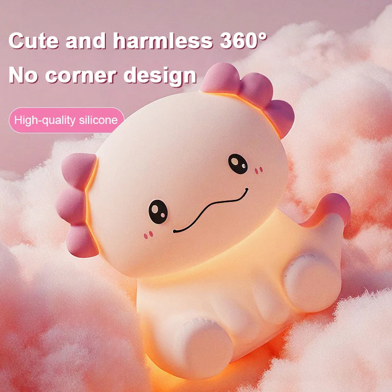 Pink Axolotl LED Night Light – USB Rechargeable Touch Lamp with 3 Brightness Levels & Timer - Image 2