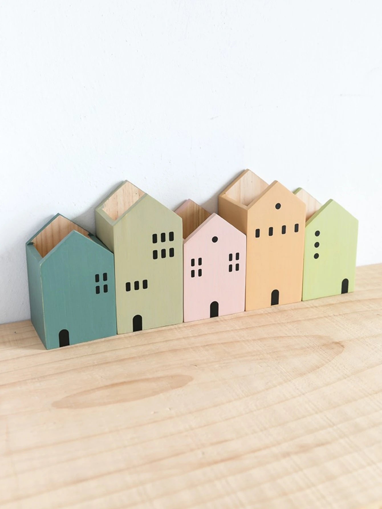 Cartoon House Wooden Pen Holder - Image 3