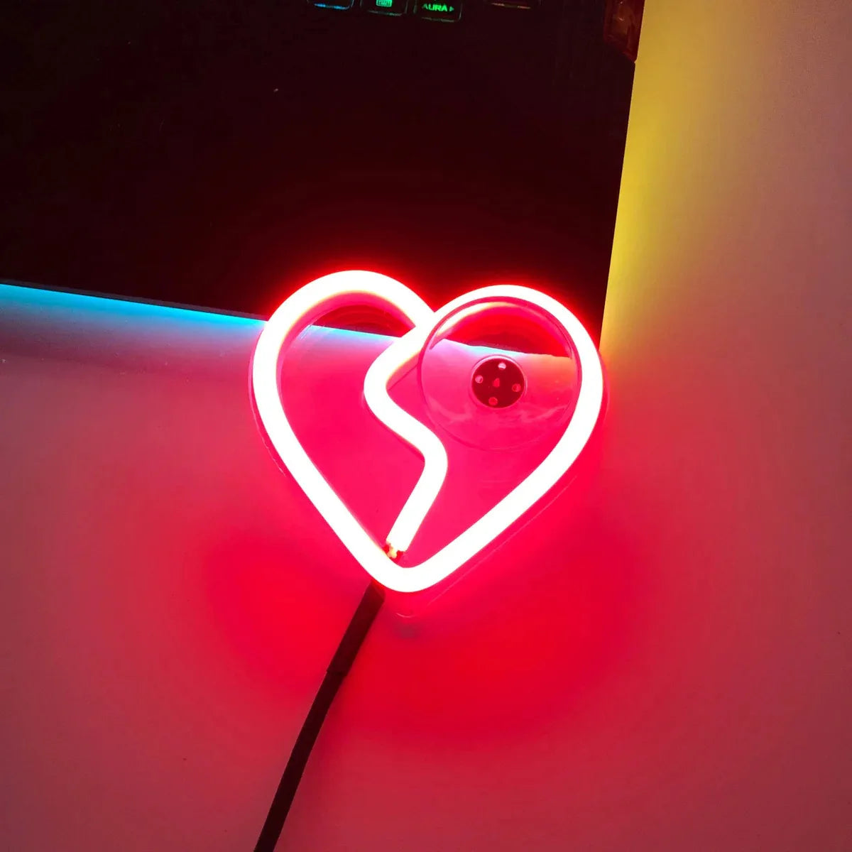 Car Interior Decorative Ambient Light – Heart-Shaped Neon LED Atmosphere Lamp for Windows - Image 14